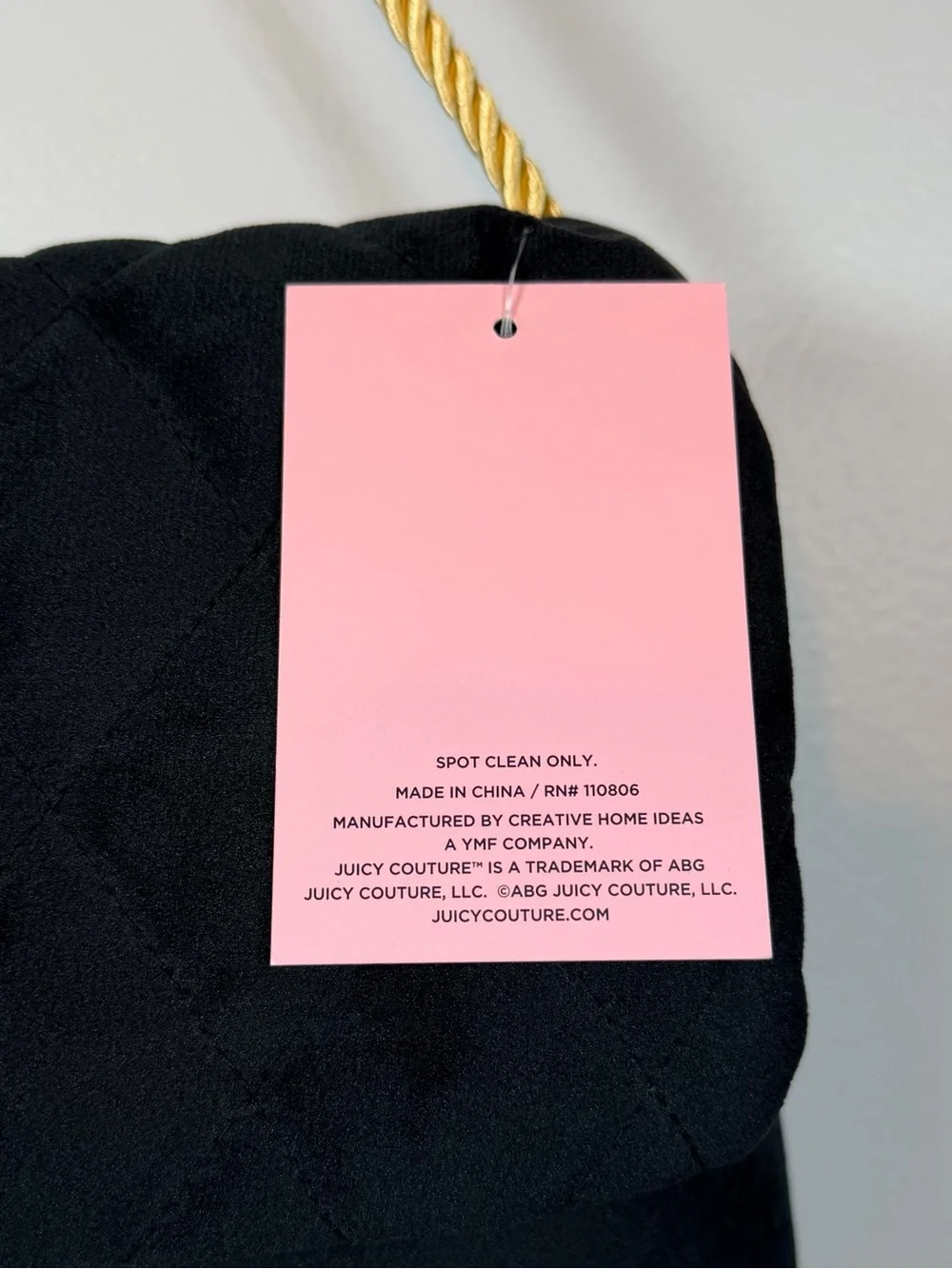 Juicy Couture Home Black Purse Decorative Pillow Gold Logo NWT 10x16